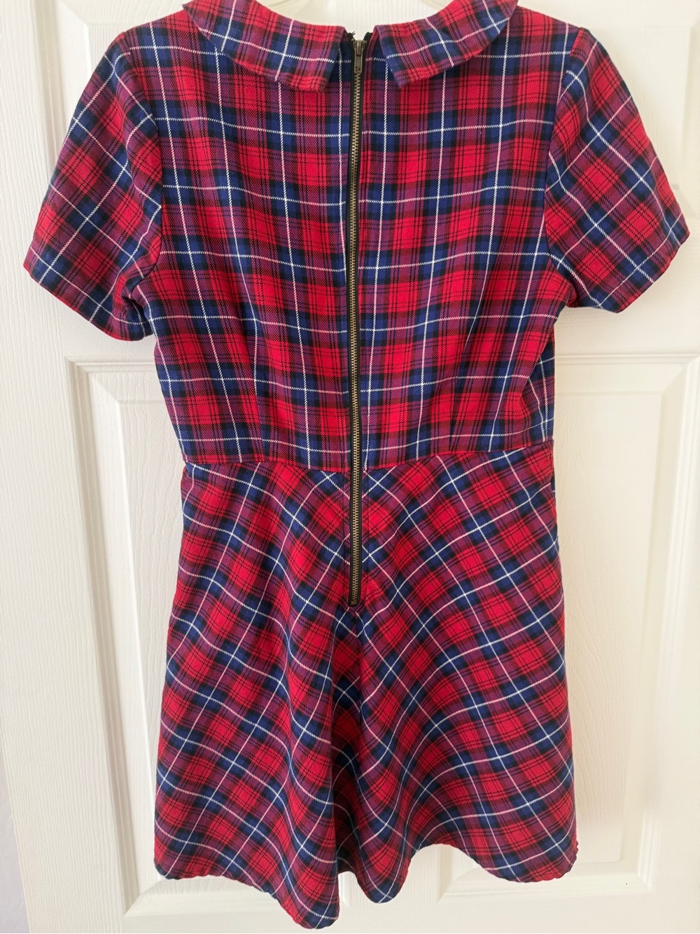 Forever 21 Red and Navy Plaid Peter Pan Collar Dress - Picture 3 of 10